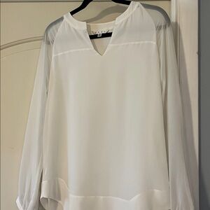 CAbi Ivory V-Neck Blouse